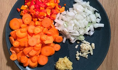 Mis en place - Curry rojo thailandes de pollo