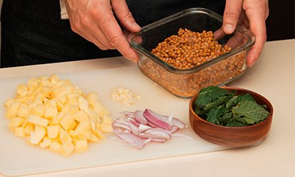 Mise en place - Crepes de patatas al curry
