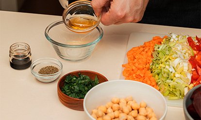 Mise en place - Ensalada de quinoa y garbanzos