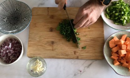 Mise en place - Estofado de garbanzos y salmon