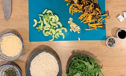 Mise en place - Risotto de trompeta amarilla