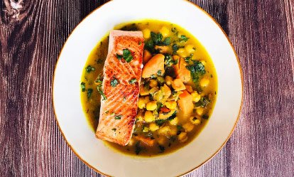 Tu plato - Estofado de garbanzos y salmon